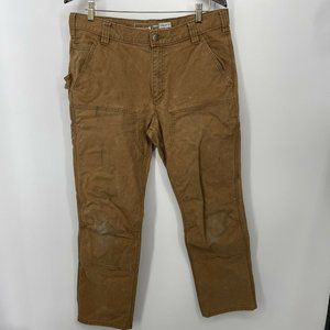 Carhartt Pants Rugged Flex Straight Fit Duck Double Front Tapered 34x30 READ 2